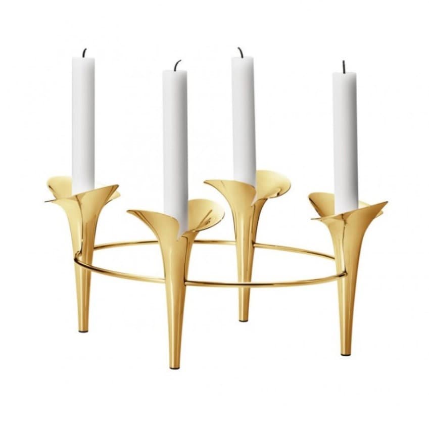 Georg Jensen Bloom lysestage - Forgyldt  stål - Lysestager med gravering