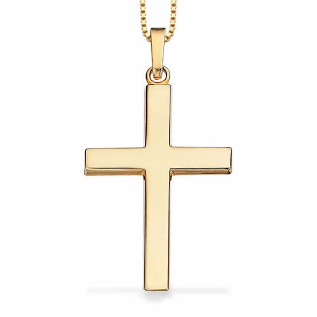 Scrouples Kors 8 kt. guld 19 x 30 mm vedhæng inkl. kæde - Personlige gaver til ham med gravering