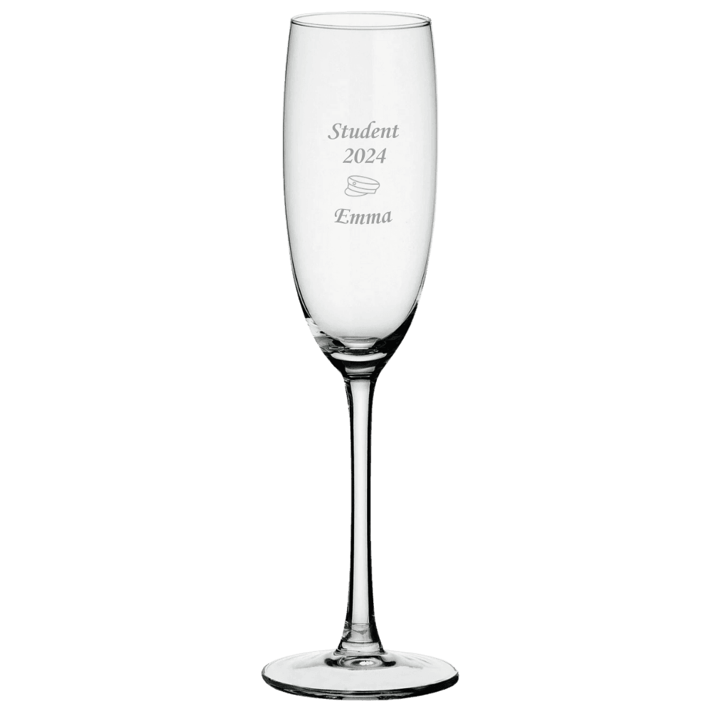 Champagneglas med studenterhue - Studentergaver med gravering