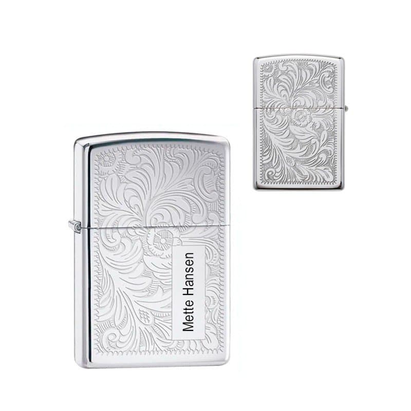 Zippo lighter Venetian Chrome - Zippo med gravering