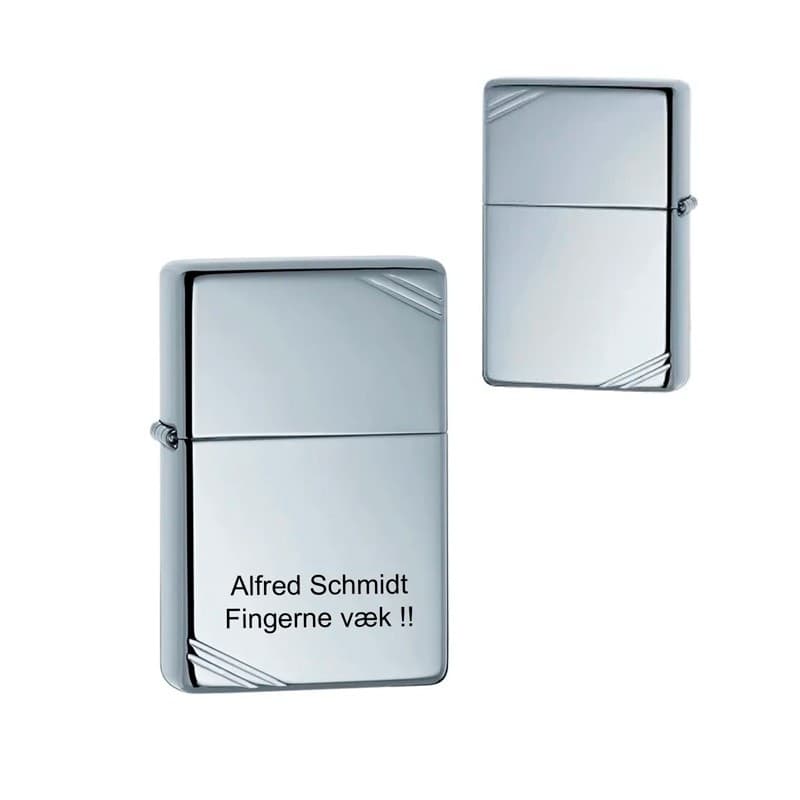 Zippo lighter Vintage Chrome - Zippo med gravering