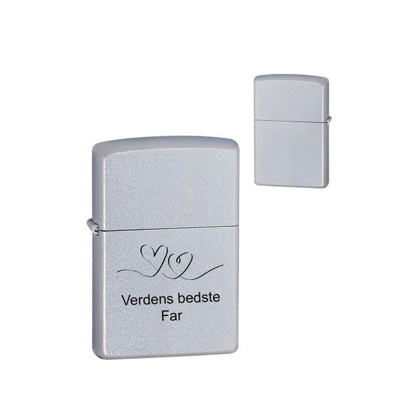 Zippo Lighter Satin Chrome - Zippo med gravering