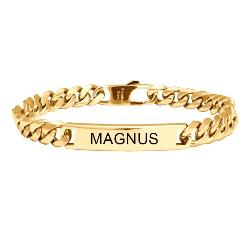 SON of NOA plade armbånd forgyldt stål - Personlige gaver til ham med gravering