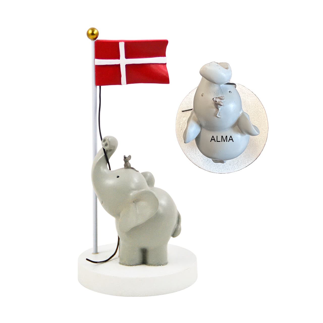 Kids By Friis Bordflag, elefant og mus - Bordflag med gravering