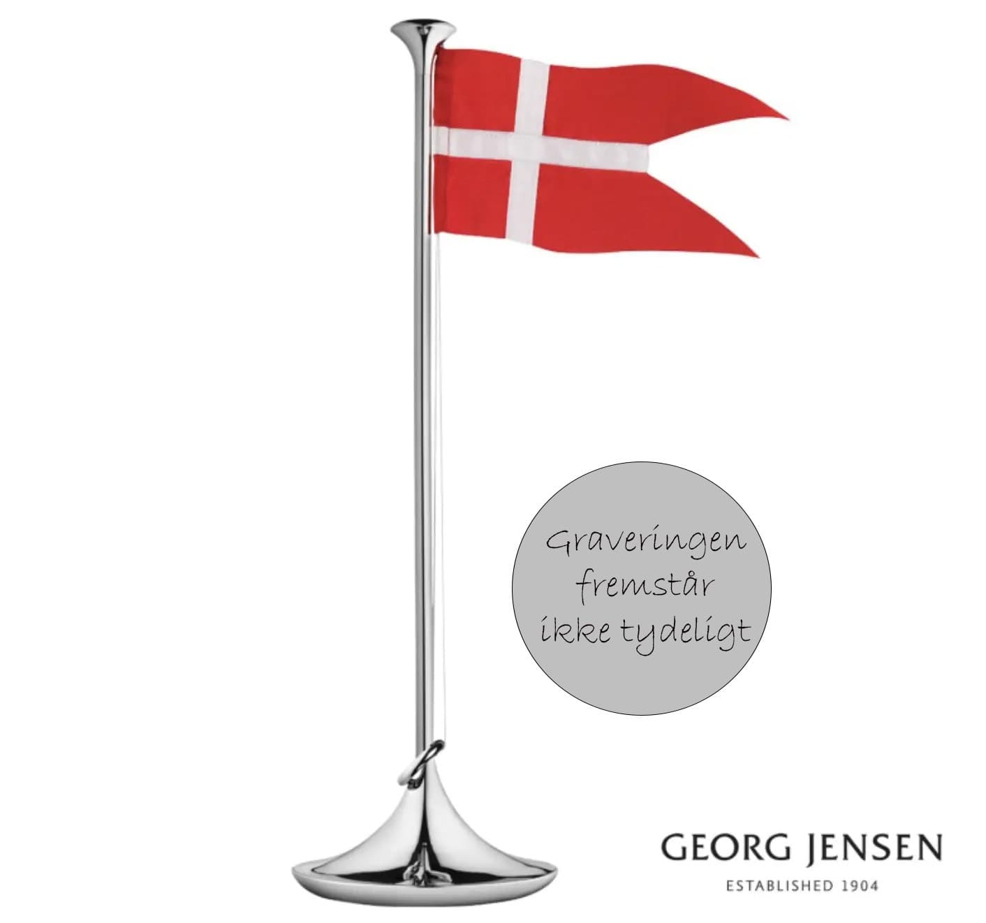 Georg Jensen Dåbsflag i stål med dåbsmotiver - Bordflag med gravering
