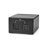 Digital Audio Switch | 1-veje | Tilslutninger indgang: DC str�m / 2x TosLink | Tilslutninger udgang: TosLink Hun | Manual / Switch | Metal | Sort