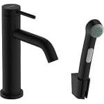 hansgrohe Tecturis S h�ndvaskarmatur 110 med bidettebruser & 160 cm bruserslange. Mat sort