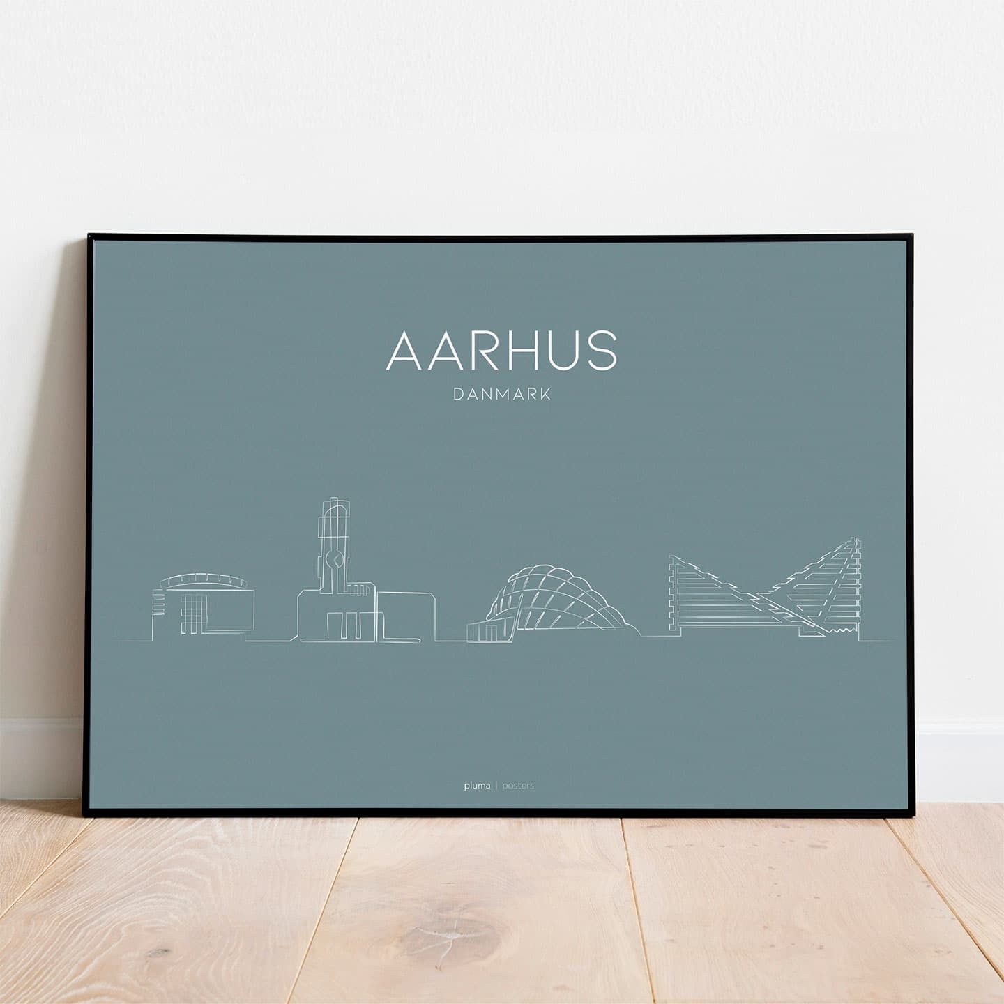 Aarhus - Dusty blue av Pluma Posters