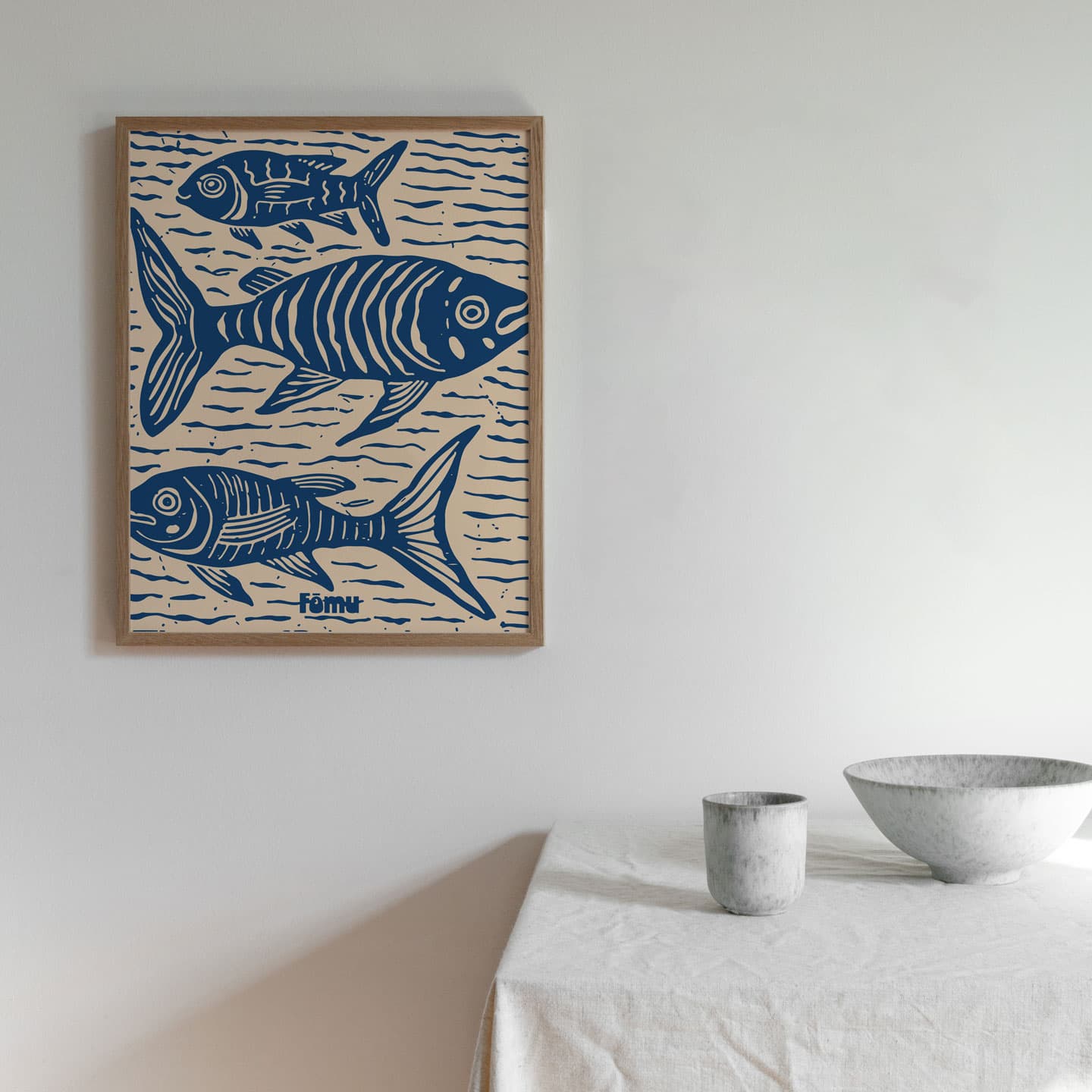 Fishes Lino 1 av FÅmu Illustrations