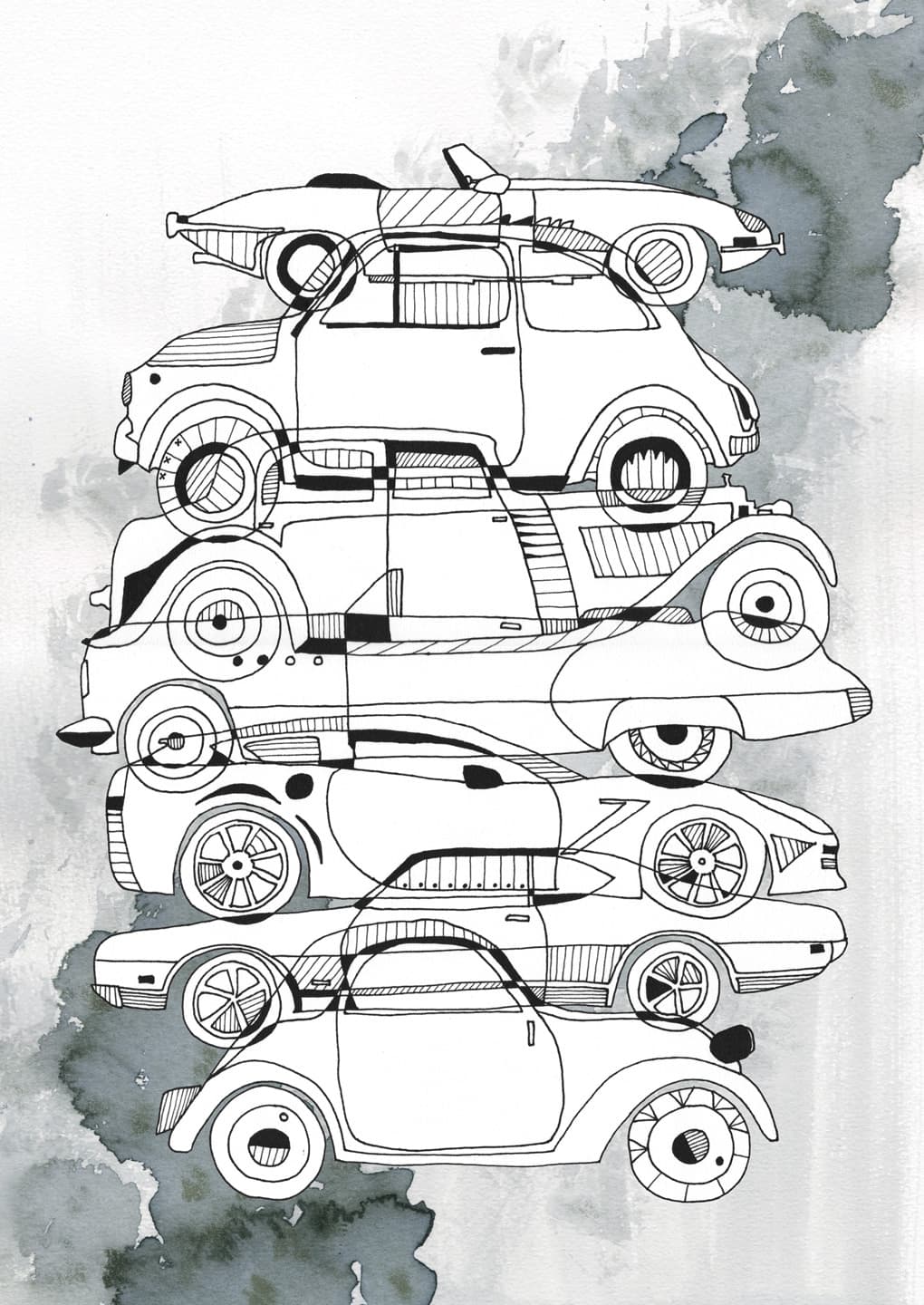 Cars av a mile in the woods