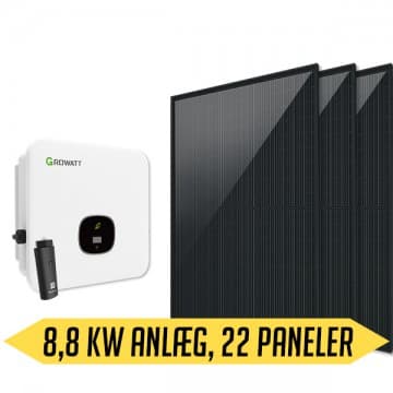 Growatt solcellepakke 8,8 kWp Jeg vil gerne modtage et tilbud på montage