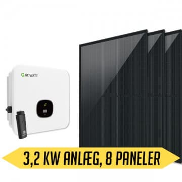 Growatt solcellepakke 3,2 kWp Jeg vil gerne modtage et tilbud på montage
