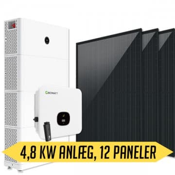Growatt solcellepakke 4,8 kWp med batteri Jeg vil gerne modtage et tilbud på montage