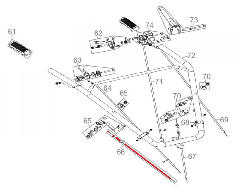 Koblingskabel højre side til MF360 havemaskine 126 cm - Primus Danmark