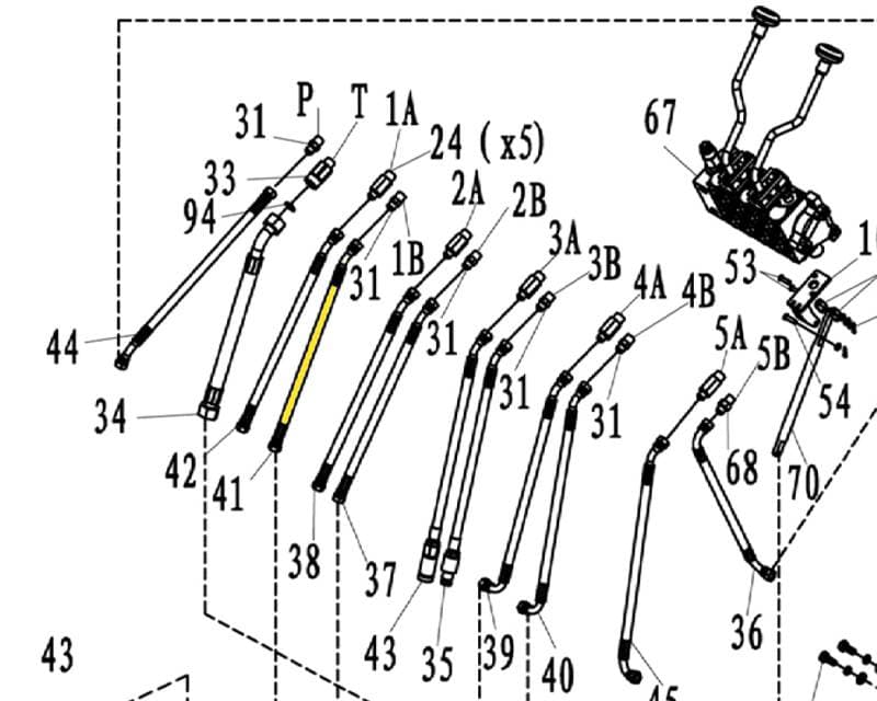 Slange til skovl cylinder - kort - til minigraver nr. 8008801 - Primus Danmark
