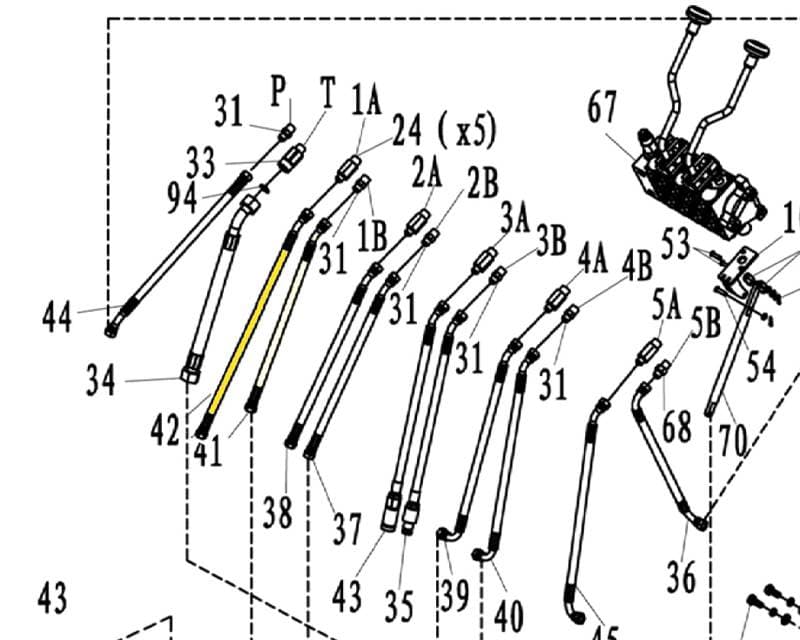 Slange til skovl cylinder - lang - til minigraver nr. 8008801 - Primus Danmark