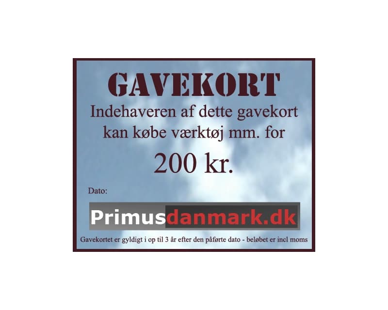 Gavekort 200 kr - Primus Danmark