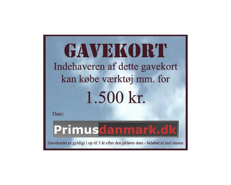Gavekort 1.500 kr - Primus Danmark