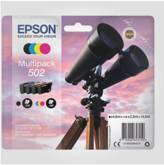 Epson 502 Sæt 4. stk (BK,C,M,Y), Originale patroner