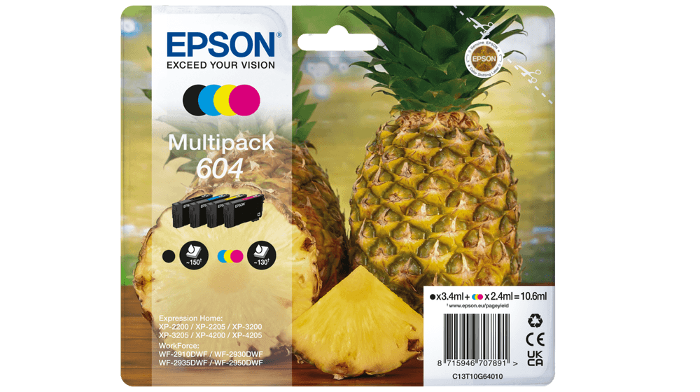 Sæt 4  stk. Epson 604 BK,C,M,Y Originale patroner