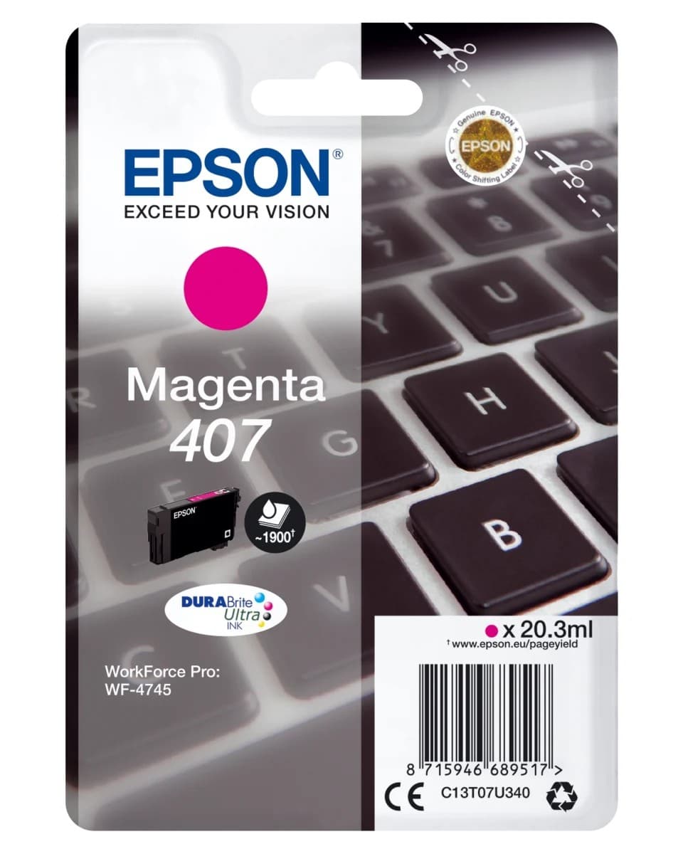 Epson 407 Magenta original, 20,3 ml, 1900 sider