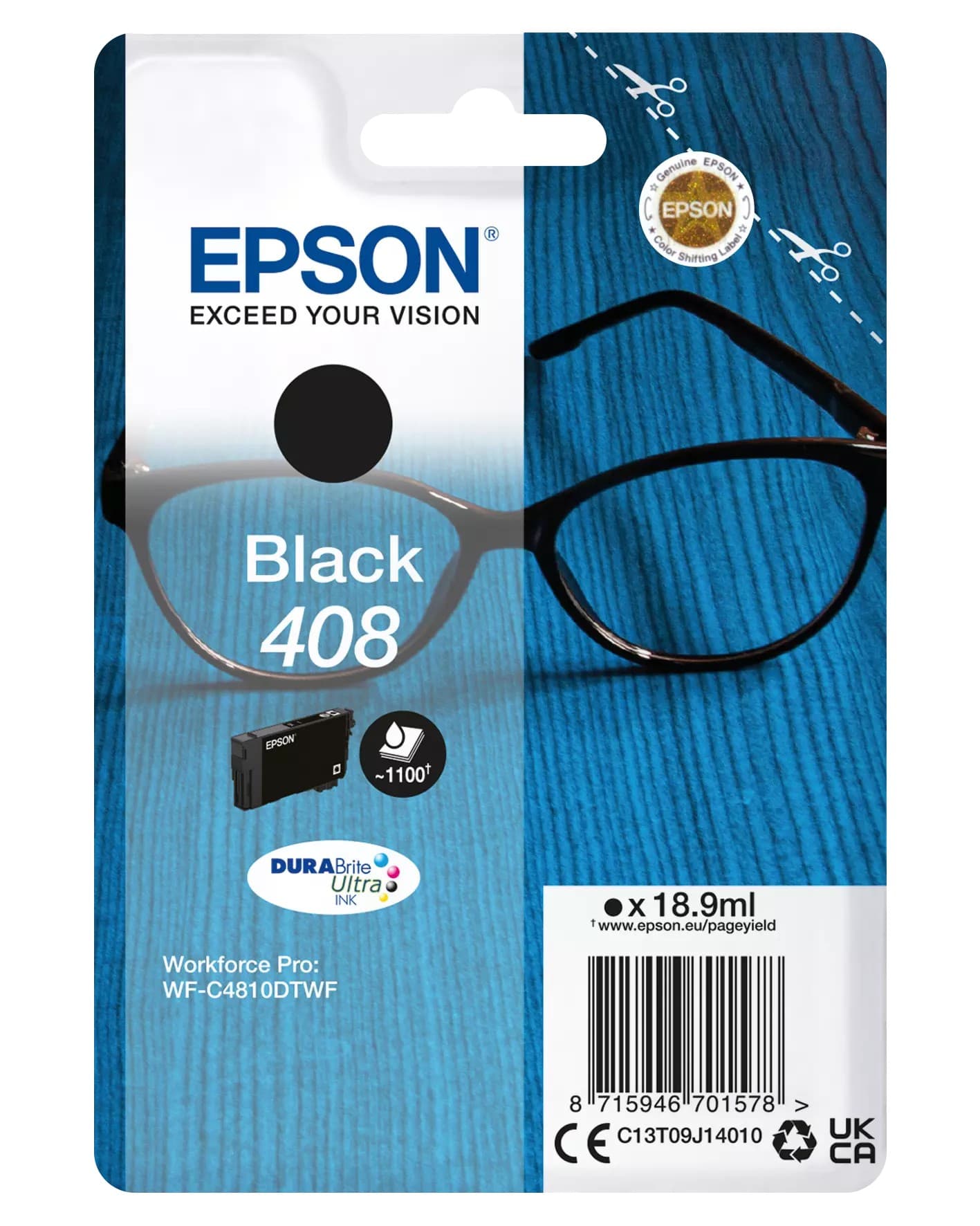 Epson 408 BK original, 18,9ml. - 1100 sider