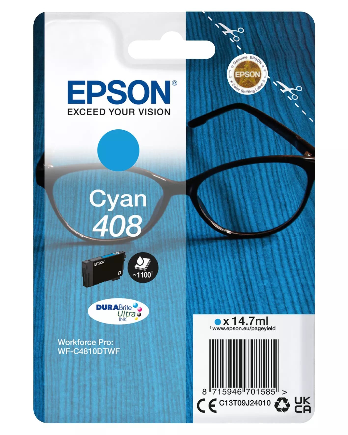 Epson 408 Cyan original 14,7ml.