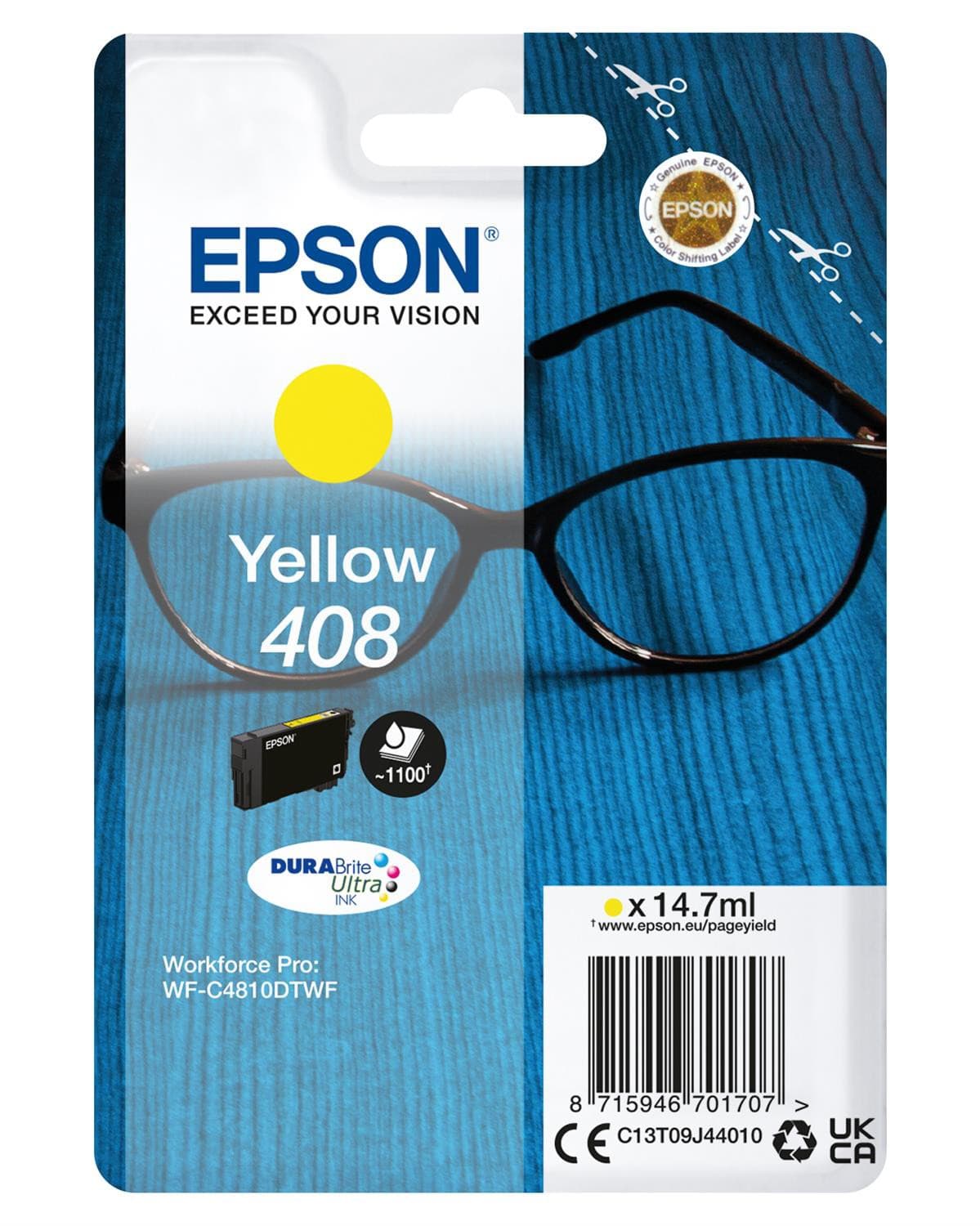 Epson 408 Yellow original, 14,7ml. - 1100 sider