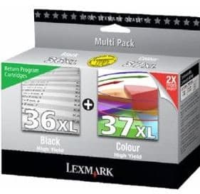 Sæt Lexmark 36XL BK og 37XL CMY originale patron