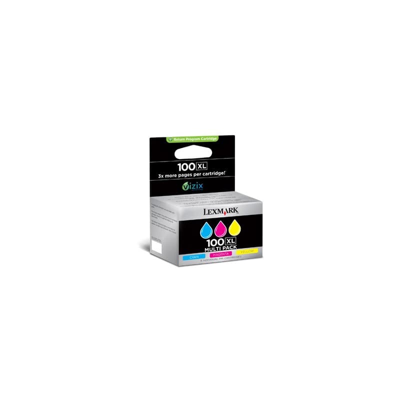 Lexmark 100XL Sampak C,M,Y, Originale patroner