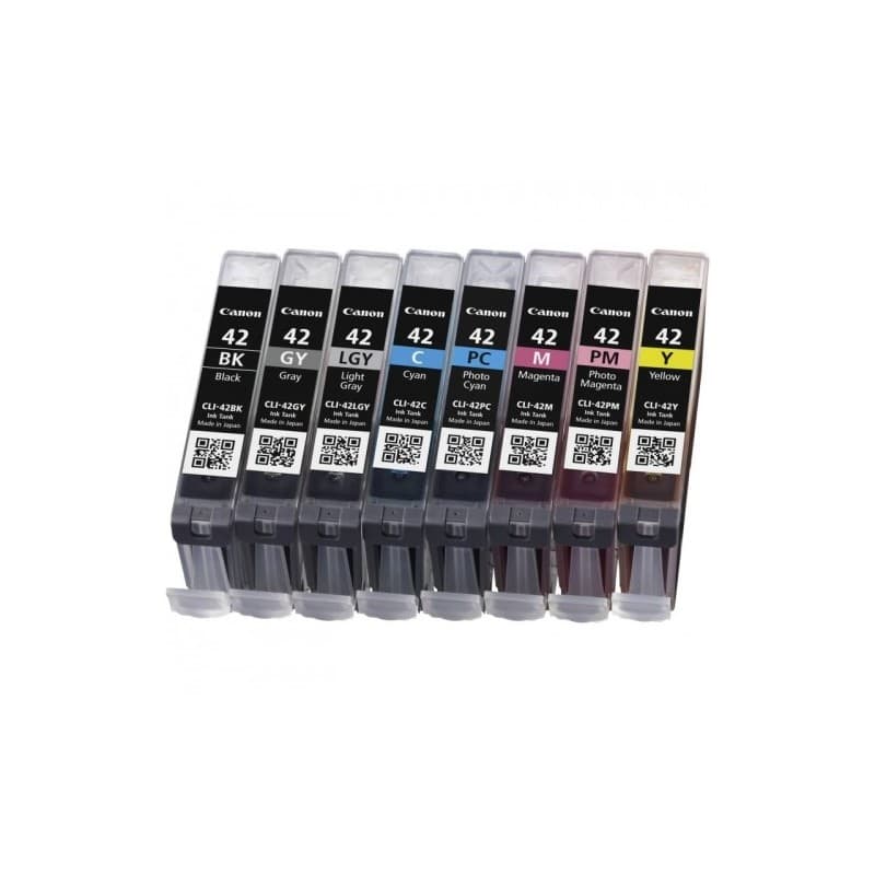 Multipack (8 stk.) Canon CLI-42 BK,C,M,Y,PC,PM,GY,LGY, Originale patroner