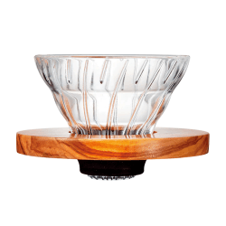 Hario V60-02 Glas Dripper Olivträ 2 Koppar