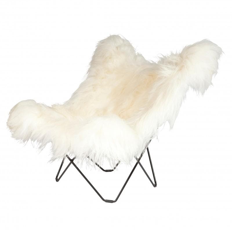 Cuero Mariposa Flagermusstol Lammeskind Wild White Sort