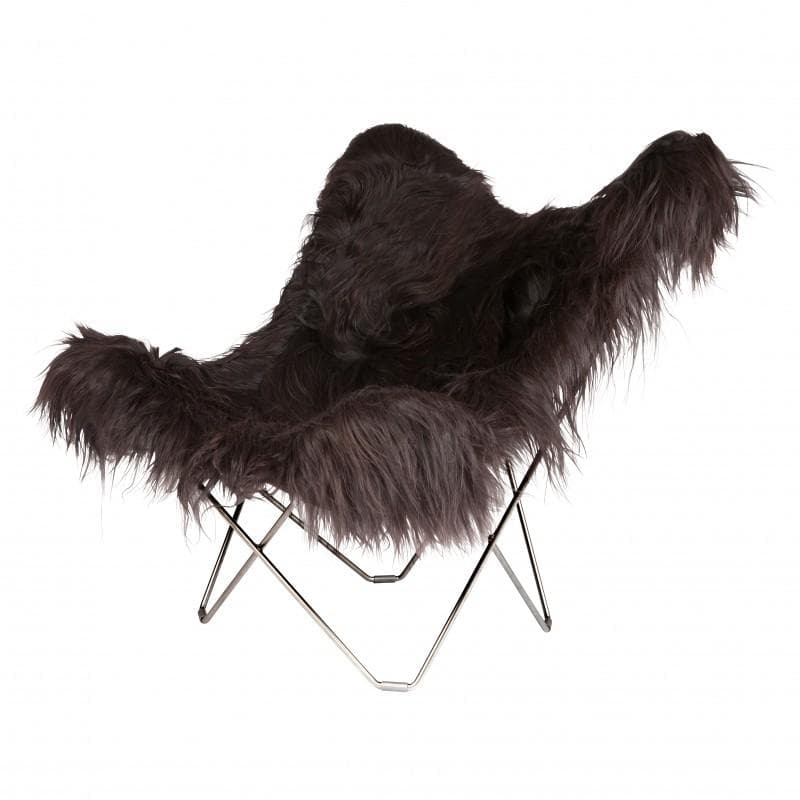 Cuero Mariposa Flagermusstol Lammeskind Wild Black Krom