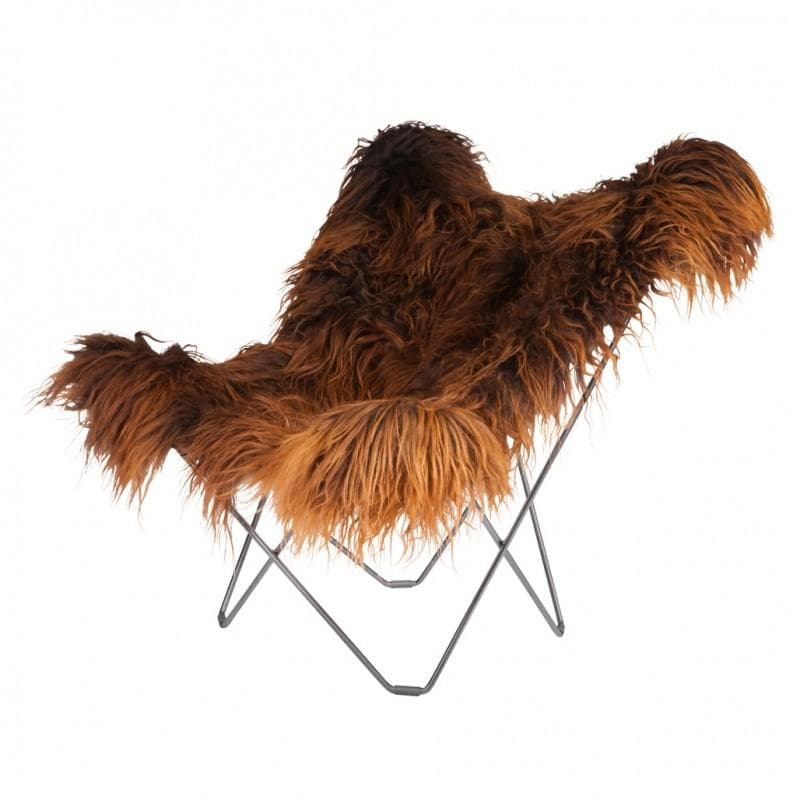 Cuero Mariposa Flagermusstol Lammeskind Wild Brown Krom