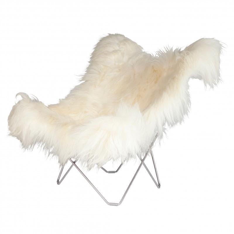 Cuero Mariposa Flagermusstol Lammeskind Wild White Krom