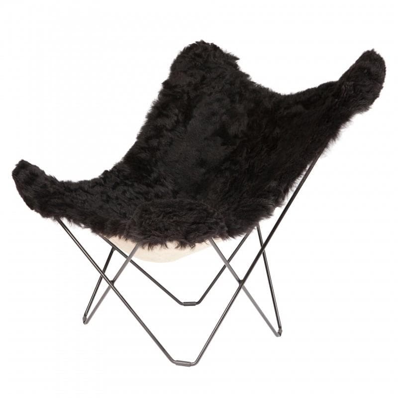 Cuero Mariposa Flagermusstol Lammeskind Shorn Black Sort