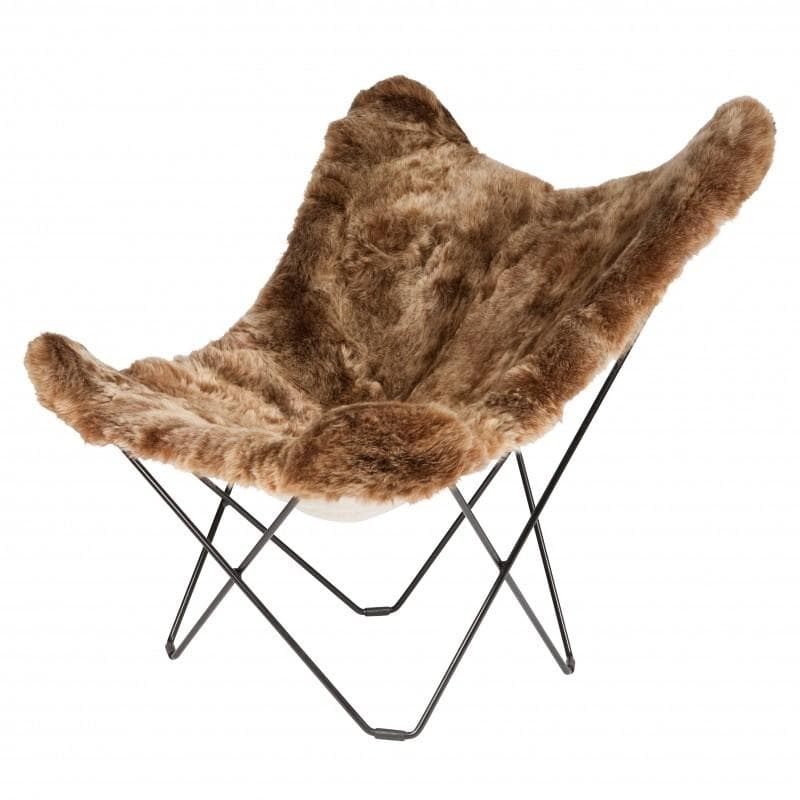 Cuero Mariposa Flagermusstol Lammeskind Shorn Brown Sort