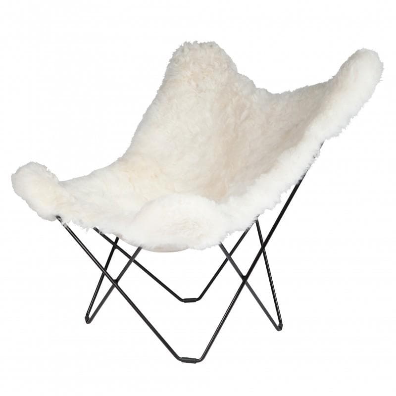 Cuero Mariposa Flagermusstol Lammeskind Shorn White Sort