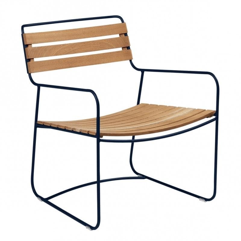 Fermob Surprising Teak Low Armchair Deep Blue