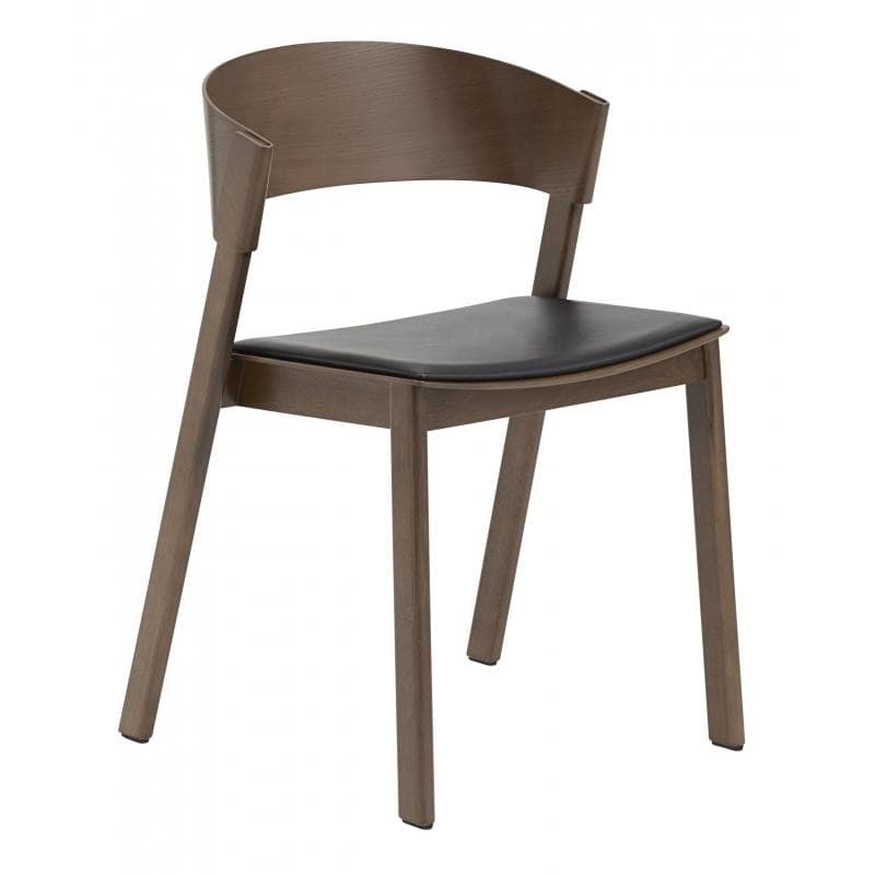 Muuto Cover Side Chair Polstret Refine Leather Black/Stained Dark Brown