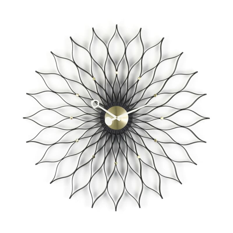 Vitra Sunflower Clock Sort/messing