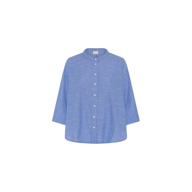 Frau Seoul Kort Skjorte Medium Blue Stripe