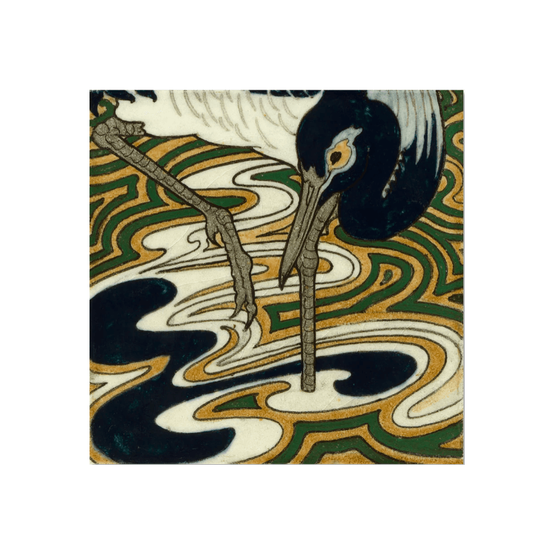 The Dybdahl Co. Tile With Heron III. 61x61 cm. uden ramme