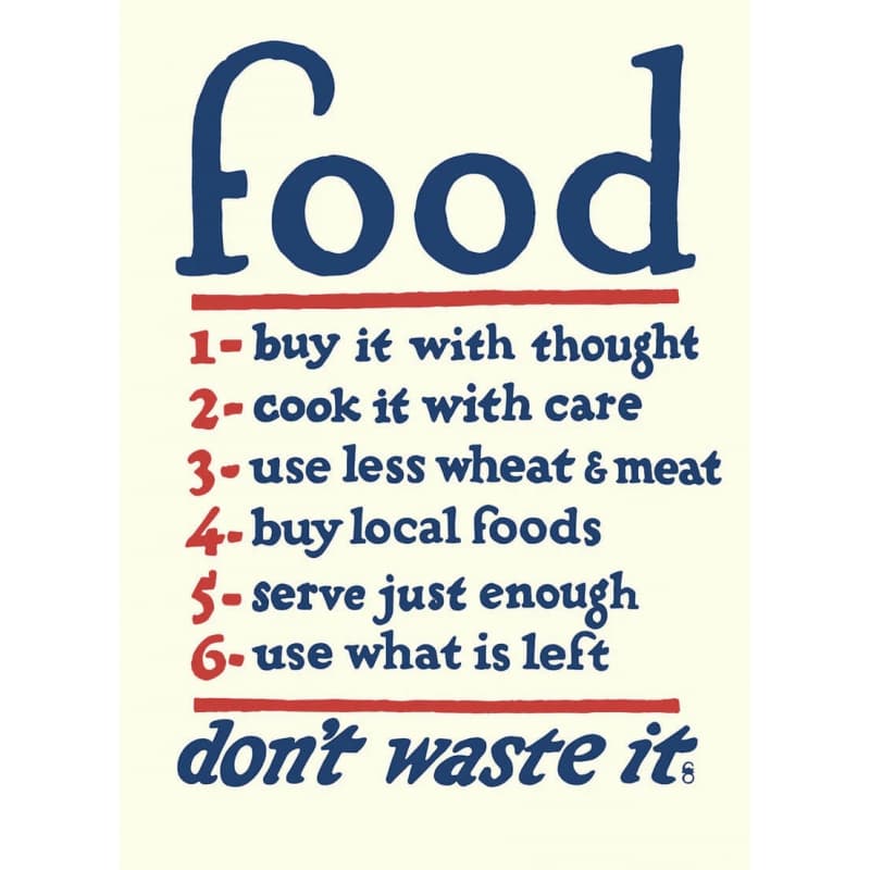 The Dybdahl Co. Food - Don't Waste It 50x70 cm. uden ramme Beige and Blue