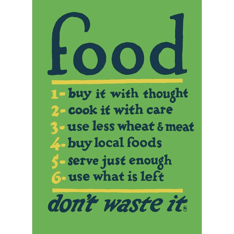 The Dybdahl Co. Food - Don't Waste It 30x40 cm. uden ramme Green and Blue