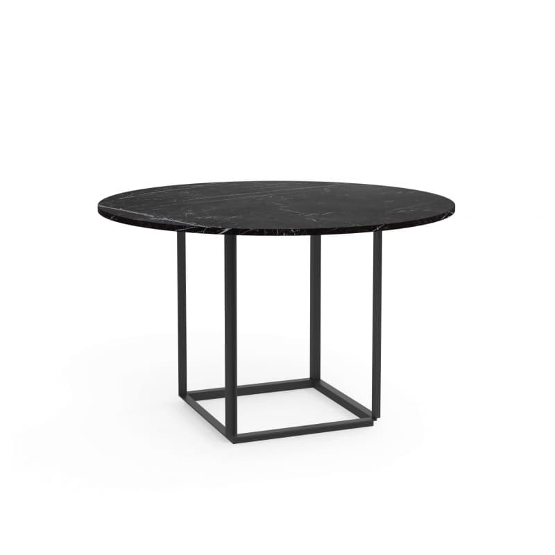 New Works Florence Dining Table Ø120 Marble Sort Jernstel m. Sort Marmorplade
