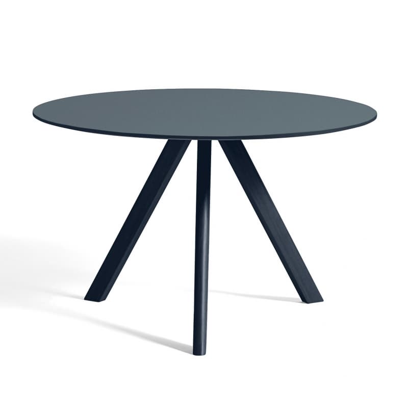 HAY Copenhague CPH20 Table Ø120 Stel Blå Eg / Røget Blå Linoleum