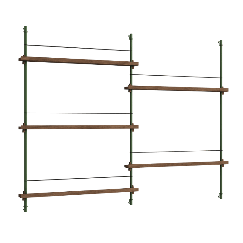 Moebe Magazine Shelving 115.2 Smoked-Oak/Pine-Green