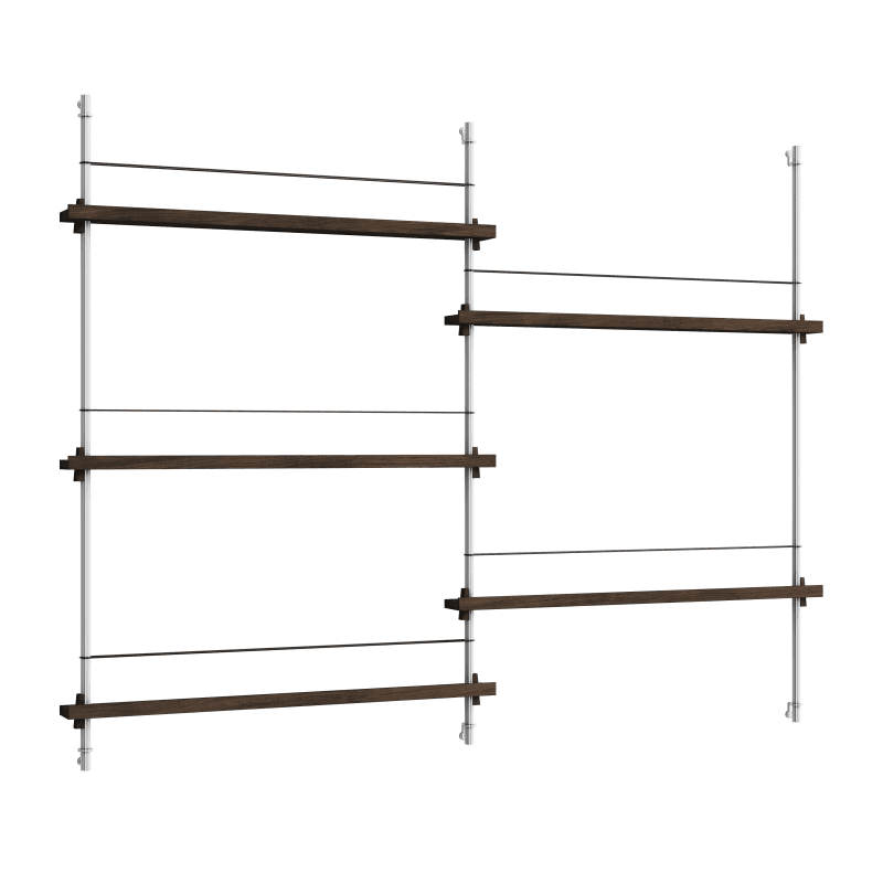 Moebe Magazine Shelving 115.2 Smoked-Oak/Stainless-Steel